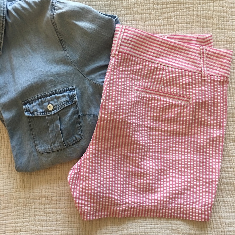 J. Crew Pink City Fit Seersucker Short